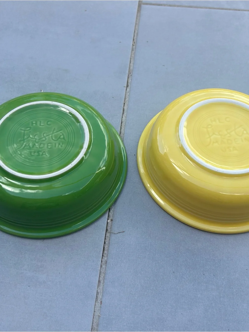 Fiestaware Green and Yellow Ceramic Bowls Set